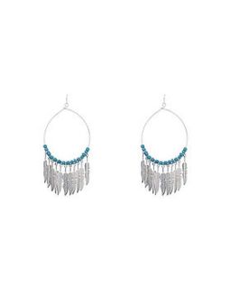 turquoise feather hoop earring by kiki's