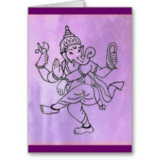 Dancing Ganesha  Lavendar background Cards