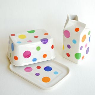 mixed polkadot butter dish by hanne rysgaard ceramics
