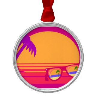 Totally 80's Neon Sunset Christmas Ornaments