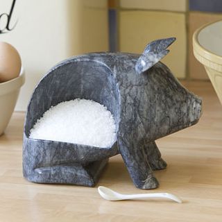 hand crafted marble salt piggy by marbletree