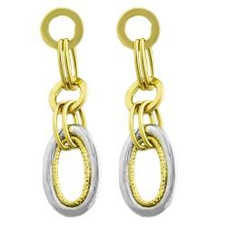 Fremada 14k Two tone Gold Oval and Circle Link Dangle Earrings Fremada Gold Earrings