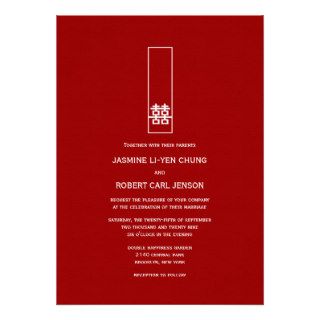 Double Happiness Logo Modern Chic Chinese Wedding Invitations
