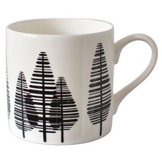 large pine trees design bone china mug by hanna francis design