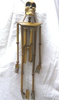 Skeleton Burnt Bamboo Windchime 39" Beautiful Sound   Unique to Say the Least  Wind Noisemakers  Patio, Lawn & Garden