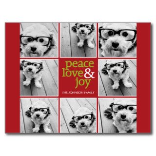 Peace Love Joy Christmas Photo Collage Post Cards