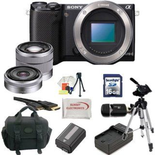 Sony Alpha NEX 5R Mirrorless Digital Camera Double Lens Kit with 18 55mm f/3.5 5.6 E mount Zoom Lens & E Mount 16mm f/2.8 Wide Angle Alpha E Mount Lens. Also Includes 16GB Memory Card, Memory Card Reader, Extended Life Replacement Battery, Rapid Trave