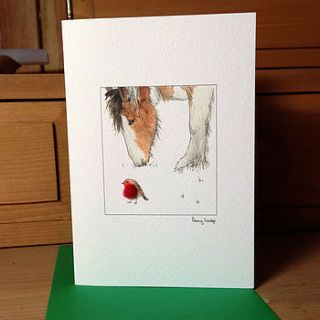 horse and robin christmas card by penny lindop designs