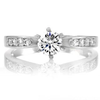 Sterling Silver Fake Engagement Ring   CZ Diamond Jewelry