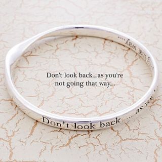 silver plated 'look back' message bangle by lovethelinks