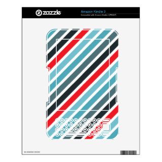 Red and Blue Stripe Pattern Kindle 3 Skin Cases 