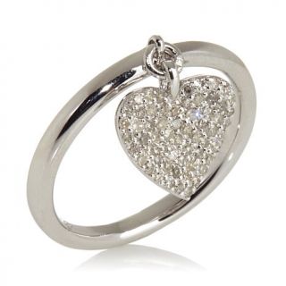 0.26ct White Diamond Sterling Silver Heart Charm Ring