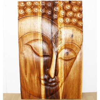Monkey Pod Wood 24x36 inch Tung Oil Ushnisha Buddha Panel (Thailand) Haussmann Wall Hangings