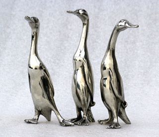 solid pewter duck sculptures by suzie marsh sculpture