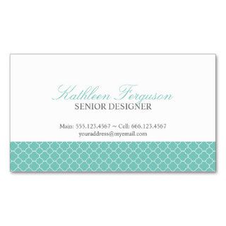 Quatrefoil teal blue clover modern pattern business card