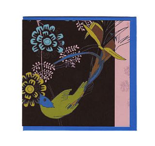 japanese bird greeting card by bleuet textiles