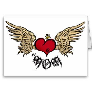 Tattoo MOM Urban Crowned Heart With Wings Card