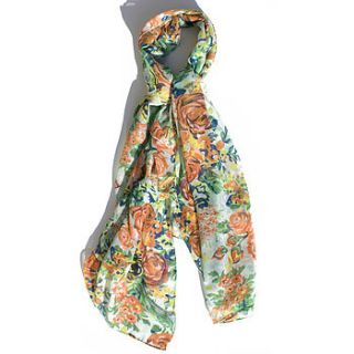 painted floral print scarf by handmade by hayley