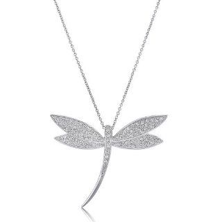 BERRICLE Sterling Silver 925 Cubic Zirconia CZ Dragonfly Pendant Necklace BERRICLE Jewelry