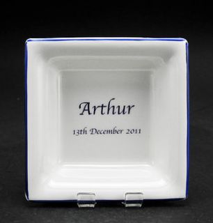 personalised christening square dish by susan rose china