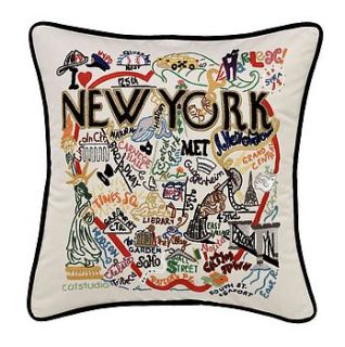 new york catstudio hand embroidered cushion by box brownie trading