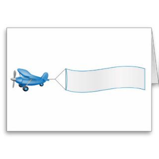 Aeroplane pulling banner greeting card