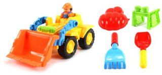 Beach Construction Bulldozer Truck Children's Kid's Toy Beach/Sandbox Truck Playset w/ Toy Truck, Hand Tools, Sand Mold (Colors May Vary) Toys & Games