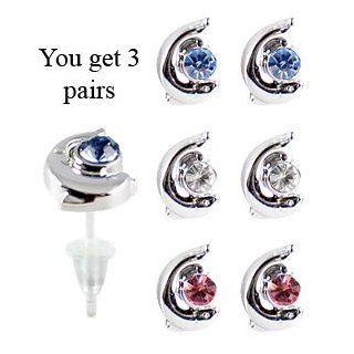 Dolphin studs earrings   hypo allergic UPVC posts   white gold plated so looks like real   you get a set of 3   easy to wear, suitable for everyday wear GlitZ JewelZ Jewelry