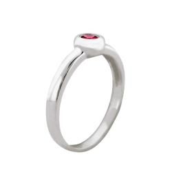10k Gold Bezel set Synthetic Ruby Contemporary Round Ring Gemstone Rings