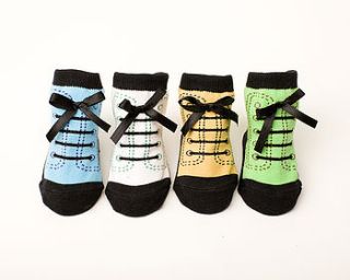 set of four hiking boot baby socks by diddywear
