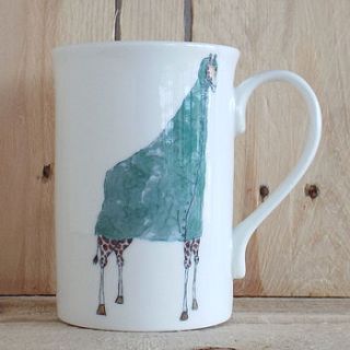 giraffe rain coat design mug by mellor ware