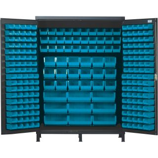 Quantum Storage Cabinet With 227 Bins — 60in. x 24in. x 84in. Size, Blue  Storage Bin Cabinets