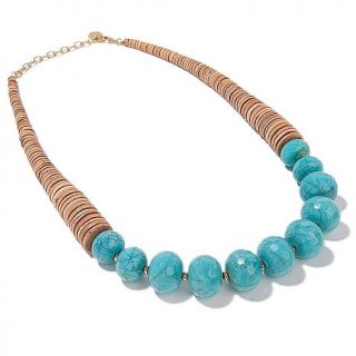 R.J. Graziano Wood and Faceted Bead Goldtone 24 1/4" Necklace