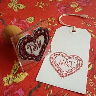 personalised deco heart initials stamp by bloomfield & rolfe