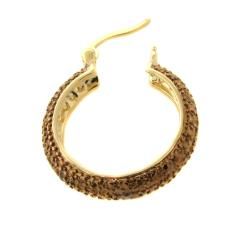 Finesque 14k Gold Overlay Brown Diamond Accent Pave Hoop Earrings Finesque Diamond Earrings