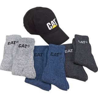 CAT Cap/Sock Combo — Cap/6 Pair Various Socks, Model# 1128048  Caps