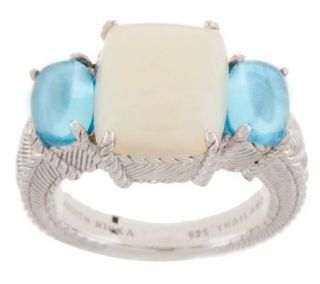 Judith Ripka Sterling Australian Opal & Blue Topaz Cabachon Ring —