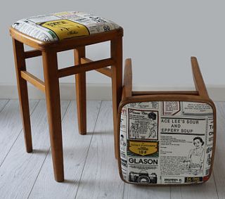 vintage print 1950's stool by deja ooh