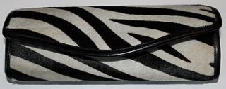 zebra print clutch bag in calf hair by madison belts