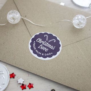 personalised round christmas stickers by lovely cuppa