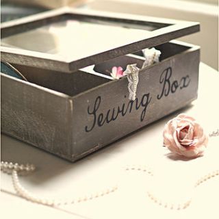 antiqued vintage style sewing box by this is pretty