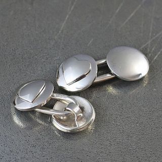 silver heart cufflinks by hersey silversmiths