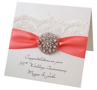opulence coral wedding anniversary card by made with love designs ltd
