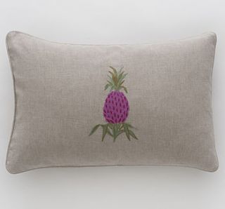 pineapple pink embroidered linen cushion by sibona