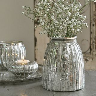 beaded silver glass vase by primrose & plum
