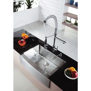 Kraus Kitchen Combo Set Stainless Steel Farmhouse Sink with Faucet Kraus Sink & Faucet Sets