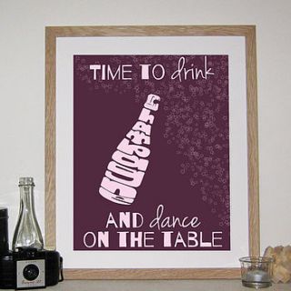 'time to drink champagne' print by name art