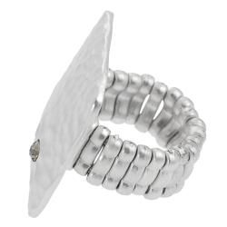 Journee Collection Silvertone Rhinestone Hammered Flower Stretch Ring Journee Collection Fashion Rings