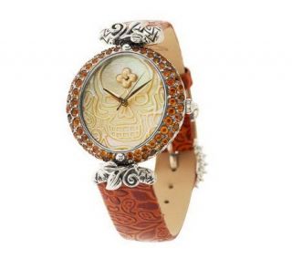 Barbara Bixby Steel/18K Mother of Pearl & Gemstone Skull Watch —