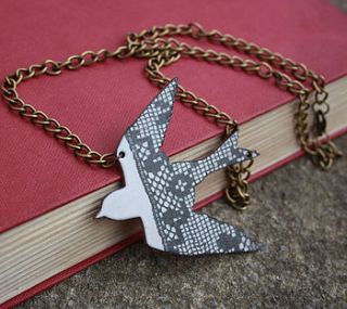 lace swallow necklace by sophie buckingham